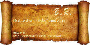 Butscher Rézmán névjegykártya